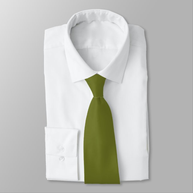 Olive Green Solid Colour Tie (Tied)