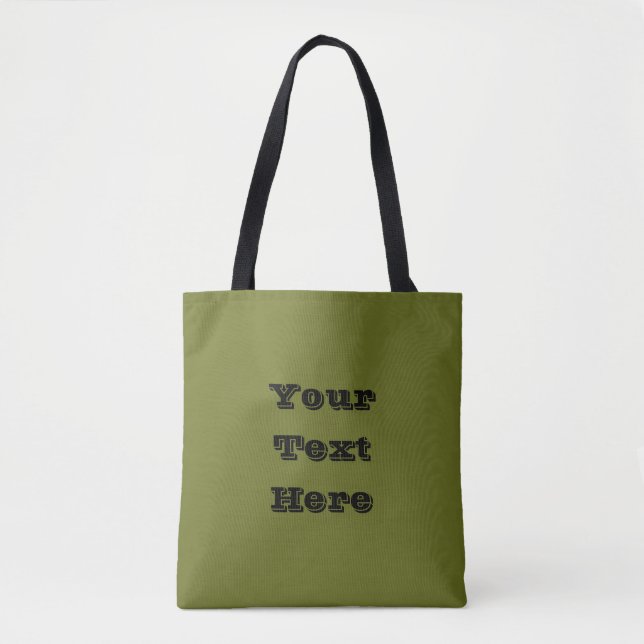Olive Green Solid Colour Tote Bag (Front)