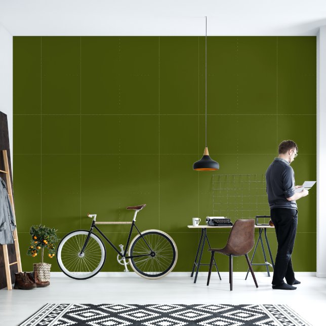 Olive green solid colour  wallpaper (Living Room)