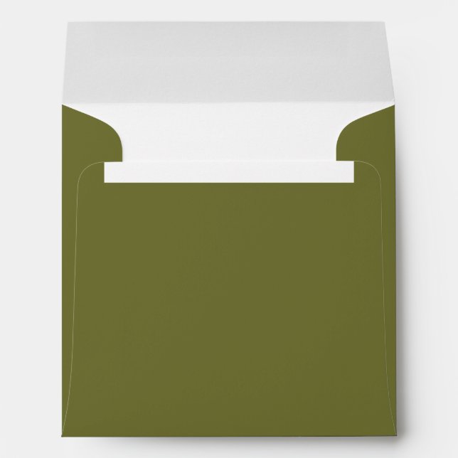 Olive Green | Square Wedding Invitation  Envelope (Back (Bottom))