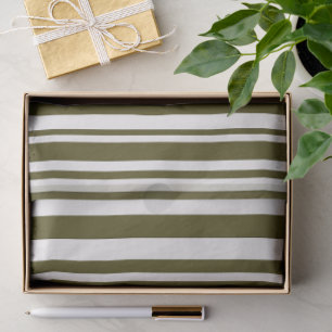 Olive Green Striped Pattern Tissue Paper