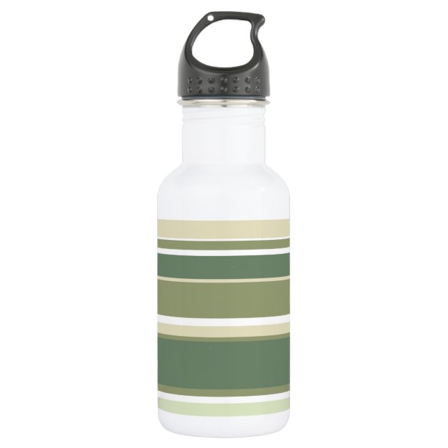Olive green stripes 532 ml water bottle (Front)