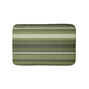 Olive green stripes bath mat