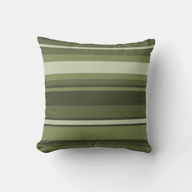 Olive green stripes cushion (Front)