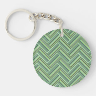 Olive green stripes double weave key ring