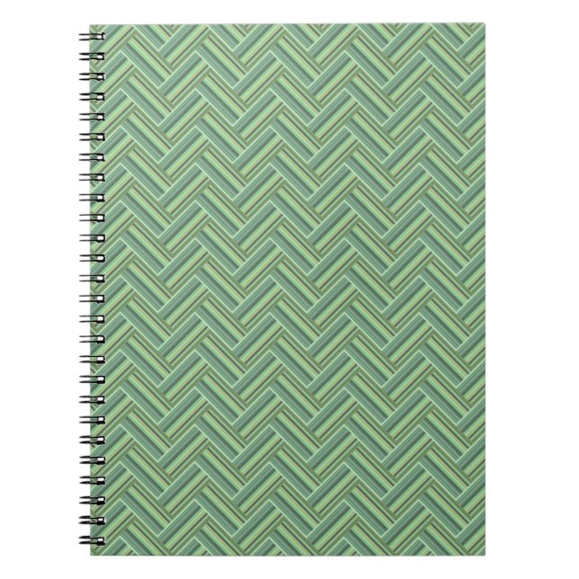 Olive green stripes double weave notebook (Front)