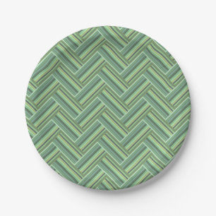 Olive green stripes double weave paper plate