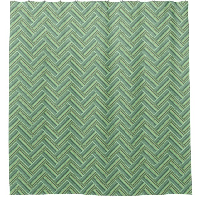 Olive green stripes double weave shower curtain (Front)