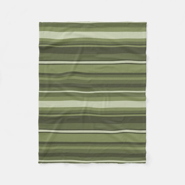 Olive green stripes fleece blanket (Front)
