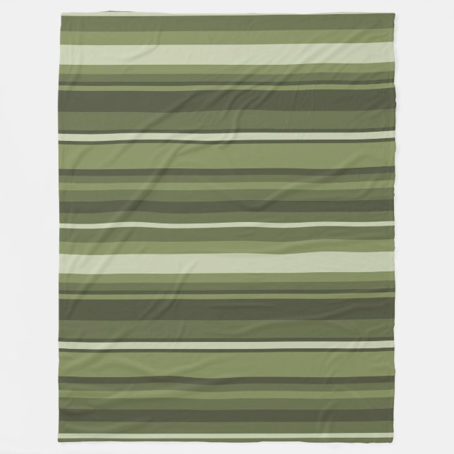 Olive green stripes fleece blanket (Front)