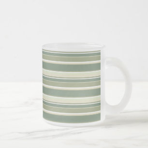 Olive green stripes frosted glass coffee mug