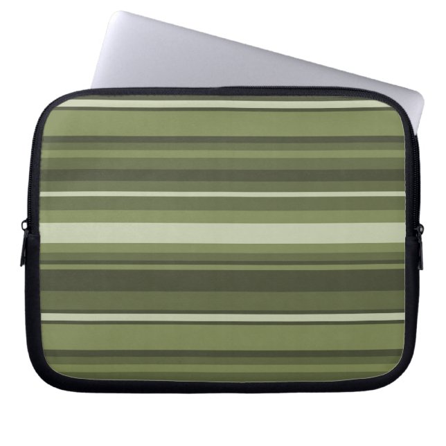 Olive green stripes laptop sleeve (Front)