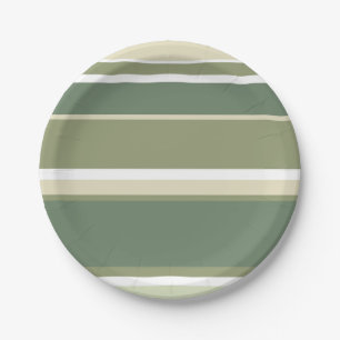Olive green stripes paper plate