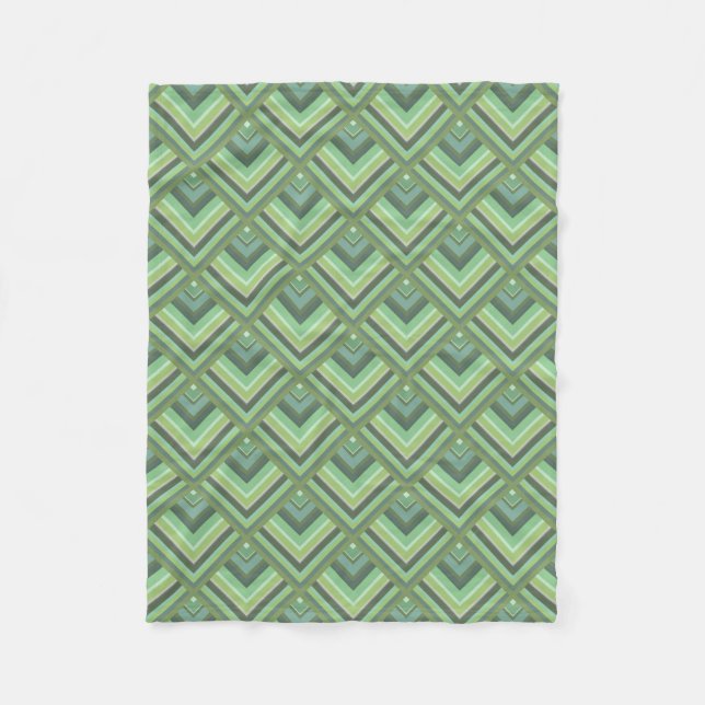 Olive green stripes scale pattern fleece blanket (Front)