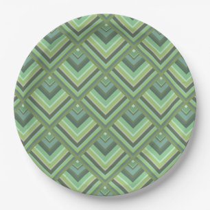 Olive green stripes scale pattern paper plate