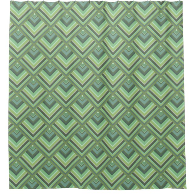 Olive green stripes scale pattern shower curtain (Front)