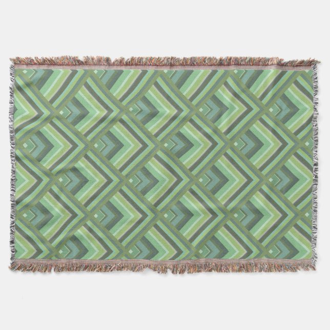 Olive green stripes scale pattern throw blanket (Front)