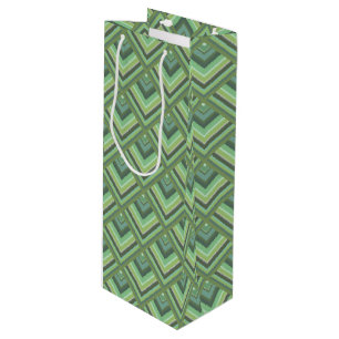 Olive green stripes scale pattern wine gift bag
