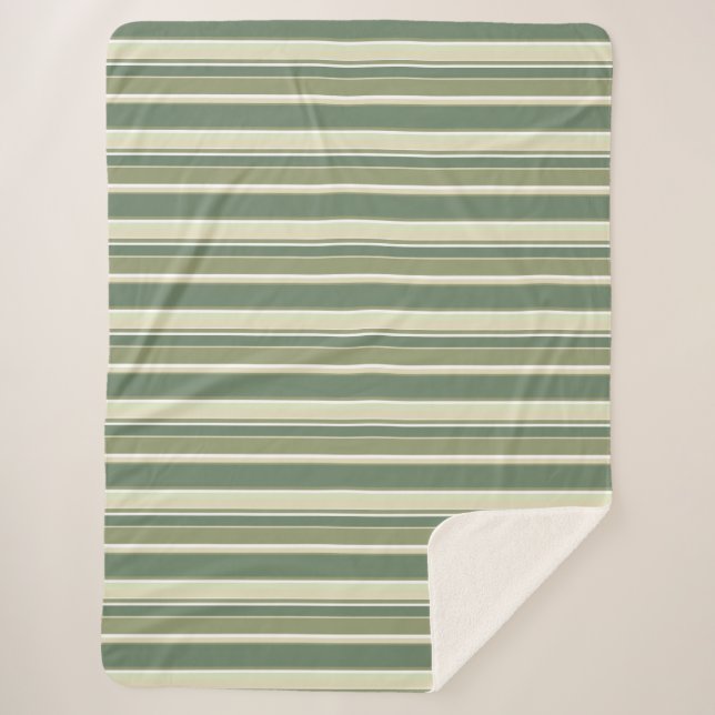 Olive green stripes sherpa blanket (Front)