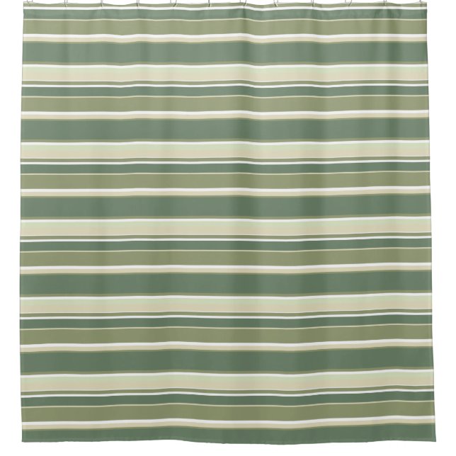 Olive green stripes shower curtain (Front)