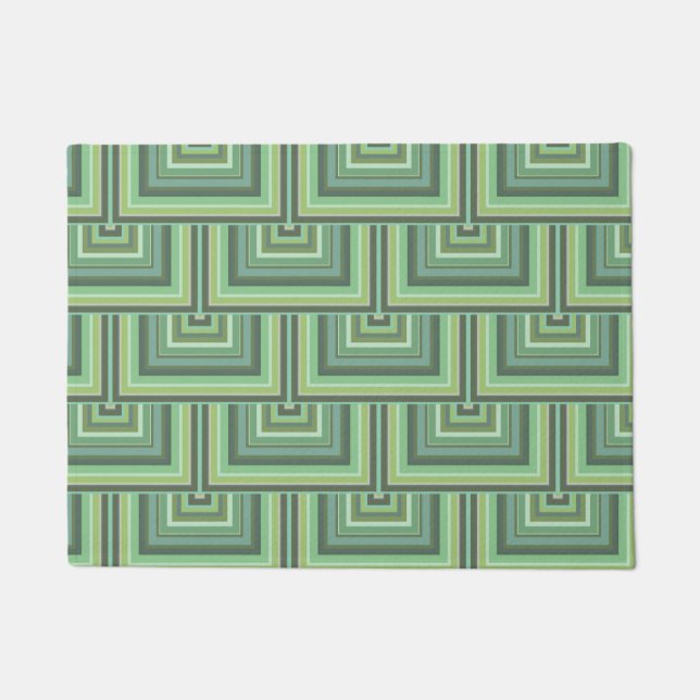 Olive green stripes square scales pattern doormat (Front)