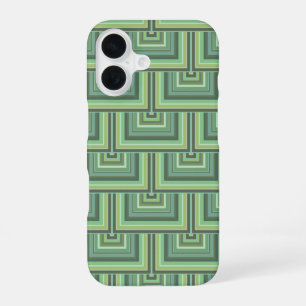 Olive green stripes square scales pattern iPhone 16 case