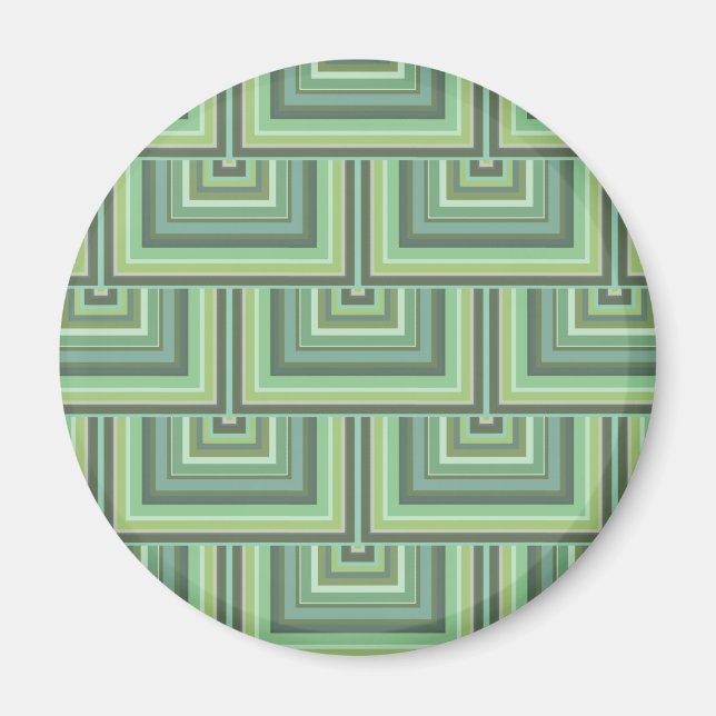 Olive green stripes square scales pattern magnet (Front)