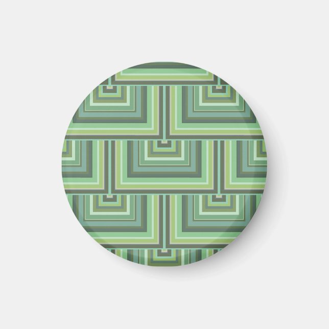 Olive green stripes square scales pattern magnet (Front)