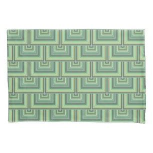 Olive green stripes square scales pattern pillowcase