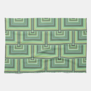 Olive green stripes square scales pattern tea towel