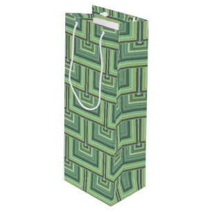Olive green stripes square scales pattern wine gift bag