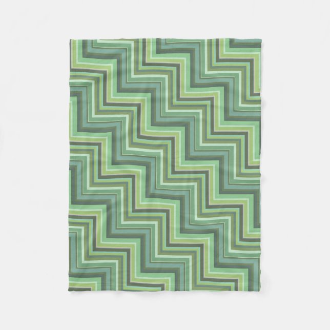 Olive green stripes stairs pattern fleece blanket (Front)