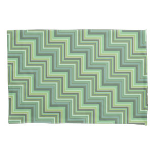 Olive green stripes stairs pattern pillowcase