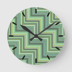 Olive green stripes stairs pattern round clock