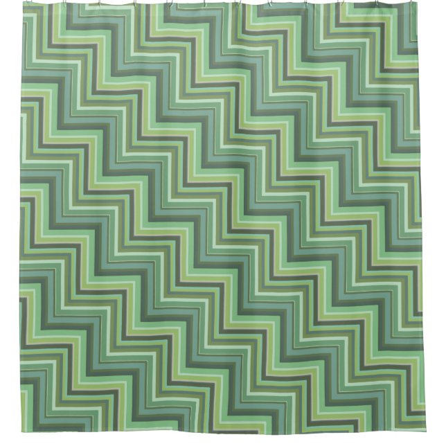 Olive green stripes stairs pattern shower curtain (Front)