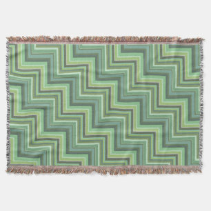 Olive green stripes stairs pattern throw blanket