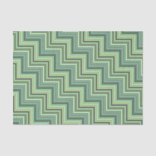Olive green stripes stairs pattern tissue paper (Front)