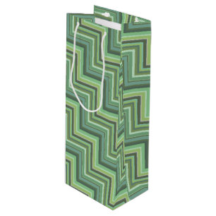 Olive green stripes stairs pattern wine gift bag