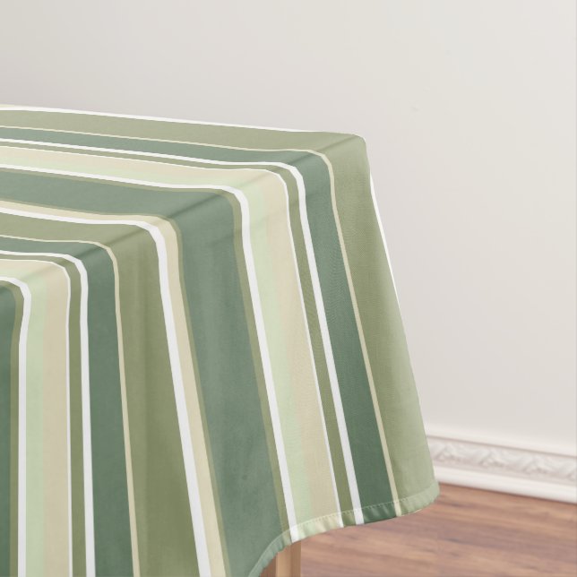 Olive green stripes tablecloth (In Situ)
