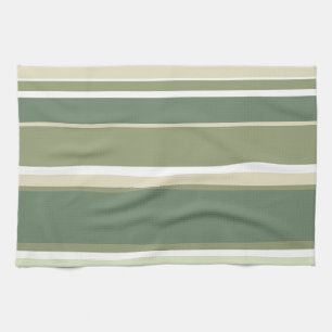 Olive green stripes tea towel