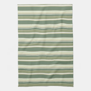 Olive green stripes tea towel