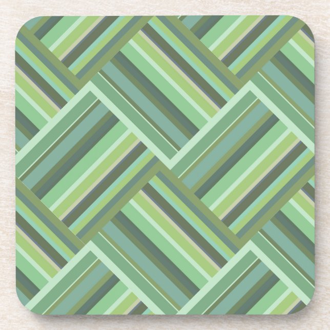 Olive green stripes weave coaster (Front)