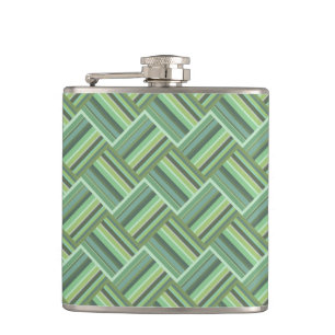Olive green stripes weave hip flask