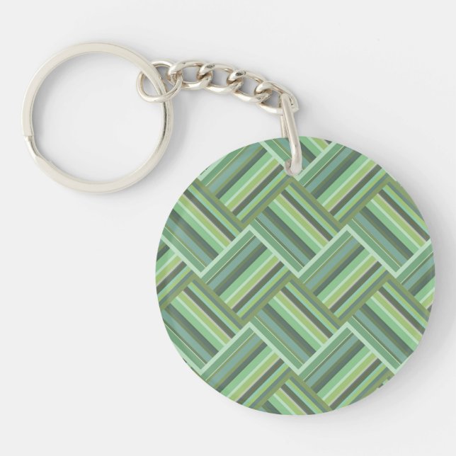 Olive green stripes weave key ring (Front)