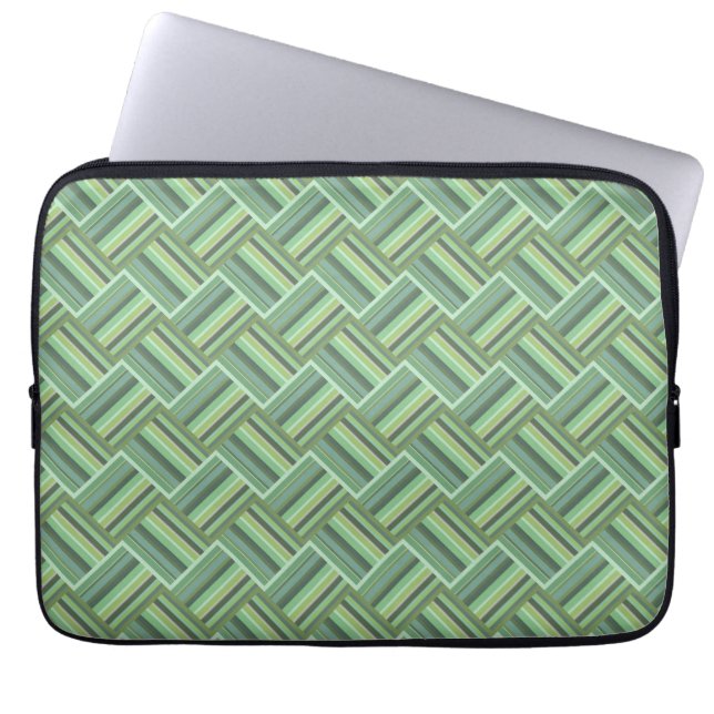 Olive green stripes weave laptop sleeve (Front)