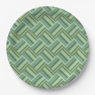Olive green stripes weave paper plate