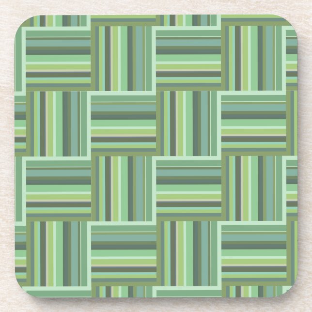 Olive green stripes weave pattern coaster (Front)