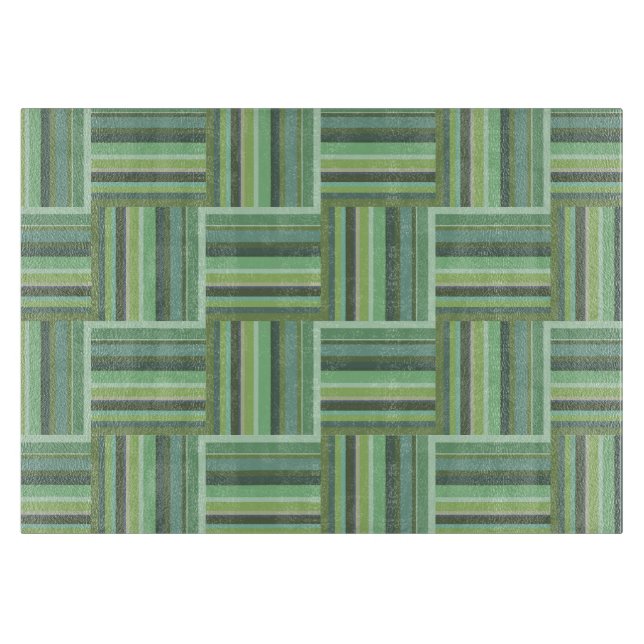 Olive green stripes weave pattern cutting board (Front)