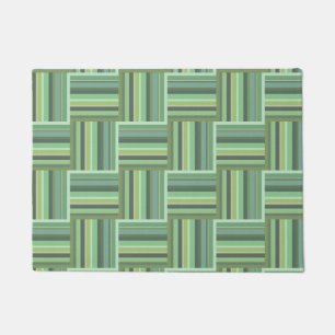 Olive green stripes weave pattern doormat
