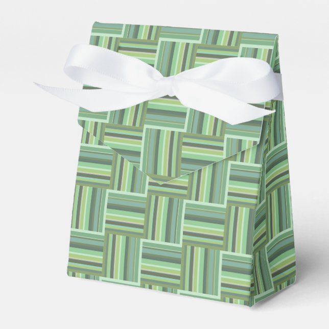 Olive green stripes weave pattern favour box (Front Side)